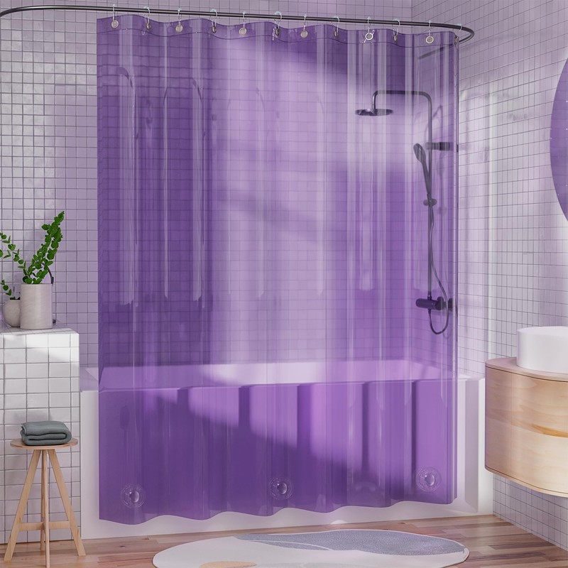 AmazerBath Purple Shower Curtain Liner Luxury, EVA Soft Clear Heavy