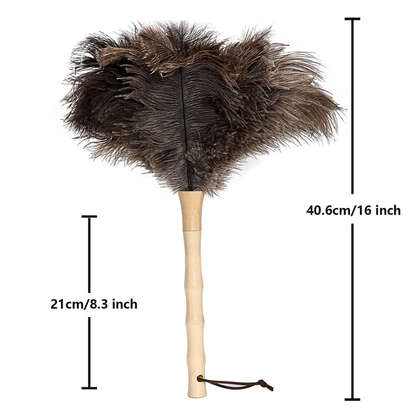 iHUFeather Ostrich Feather Duster 16 inch Feather Duster Fluffy Natural