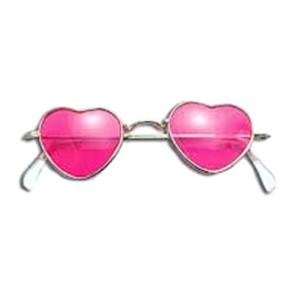 60s 70s Hippy Glasses Pink Metal Frame Heart Hippie Lennon Fancy Dress Glasses