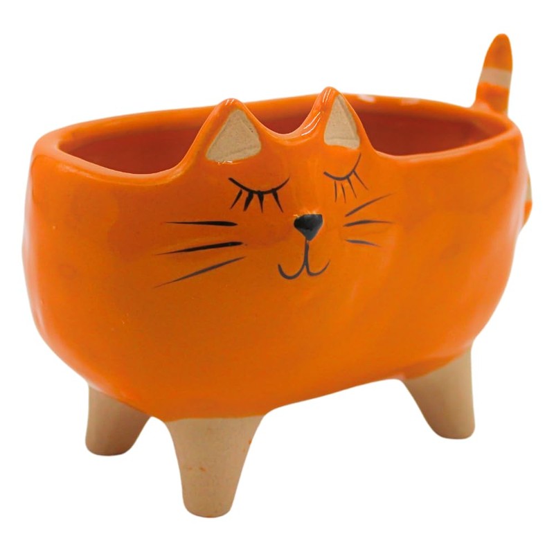 Dekohelden24 Ceramic Planter / Planter / Pink Cat Design Dimensions