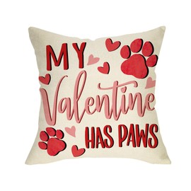 My Valentine Has Paws Decorative Throw Pillow Cover 16 x 16