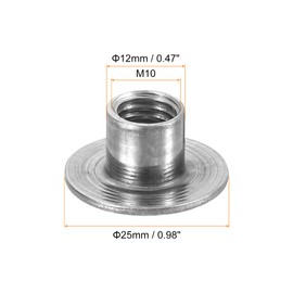 sourcing map M10 T-nuts, 12pcs Carbon Steel Tee Nut Round Base Weld Nuts 12mm Height Through Hole Flange Insert Female Thread Plate Nuts, Dark Gray