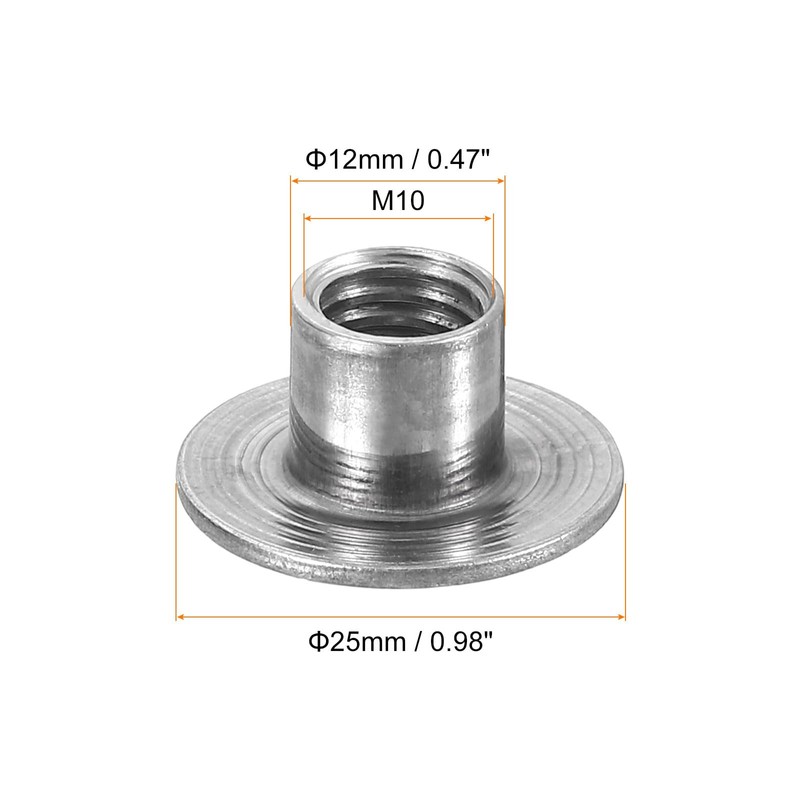 sourcing map M10 T-nuts, 12pcs Carbon Steel Tee Nut Round