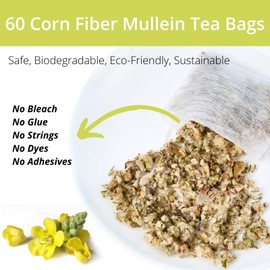 60 Mullein Leaf Tea Bags for Lungs, VitalForest 100% Pure Mullein Mullins Detox Tea, Lung Cleanse Tea for Smokers Breathe Deep and Respiratory Support, Caffeine Free Mullen Mullin