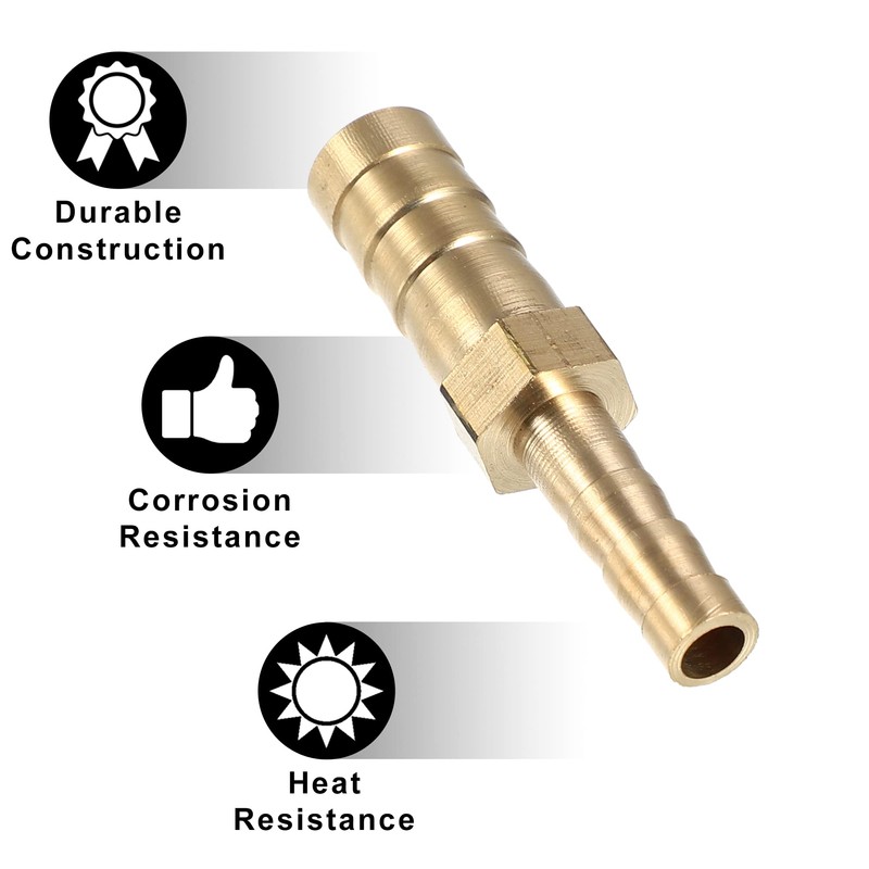 X AUTOHAUX 2 Pcs 8mm-5mm Straight Shaped Hose Barb Brass
