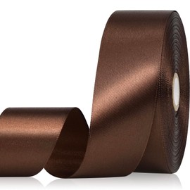 Sagaat Brown Ribbon 1-1/2 Inch, 60 Yards Single Face Polyester Satin Ribbon for Gift Wrapping, Fabric Ribbon for Crafts Flower Bouquet Hair Accessories Festival