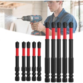 FPH2 Impact Screwdriver Bit Set - S2 Steel 65mm & 110mm Slotted Heads 1/4 Inch Hex Shank, CNC Machined Tips with Magnetism, Cross Slot Screw Driver Drill Bits Used Electricians