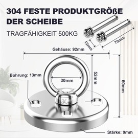 SDLDEER Ceiling Hook, Heavy Duty, Stainless Steel, 500 kg Load Capacity, Rotating Swing Hook for Swing, Punch Bags, Hammocks, Yoga, Hanging Seat, Ceiling Hook with Screw