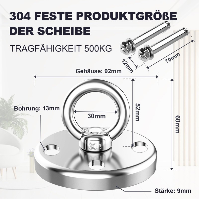 SDLDEER Ceiling Hook, Heavy Duty, Stainless Steel, 500 kg Load
