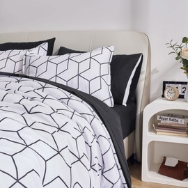 SLEEP ZONE Infinite Cube Printed Duvet Cover Full Size with Zipper Closure & 8 Corner Ties, Soft Breathable All Seasons Comforter Cover Set 2 Pieces (Full)