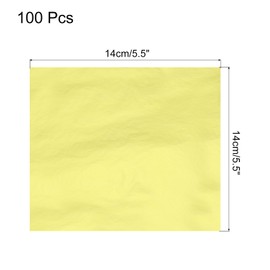 MECCANIXITY 100 Pcs Gold Leaf Sheets 5.5" x 5.5" Imitation Gold Foil Sheets for Crafts,Picture Frames,Sculpture,Nails and DIY Arts Decoration,Yellow