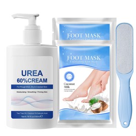 60% Urea Cream - Repair Cream for Feet and Hands - Foot Cream for Cracked Heels and Dry Skin - Maximum Strength for Hand, Foot and Body Care (4 Pieces, Blue, Normal)