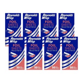 Reynolds Wrappers Aluminum Foil Sheets Pre-Cut Pop-Up 50 Count (Pack of 8)