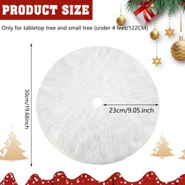 HOWAF Small Christmas Tree Skirt White Faux Fur Xmas Tree Skirt Christmas Tree Mat Base Cover Small Tree Skirt For Christmas New Year Xmas Holiday Party Decorations Supplies, 19 Inch/50CM