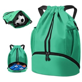 BROTOU Unisex Drawstring Backpack, Waterproof Gym Bag, Large Oxford PE Bag, Students School Bag, Durable Sports Ball Bag, with Shoe Bag (Mint Green)