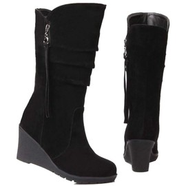 Cocey Casual Women's Mid Heel Wedge Boots, black