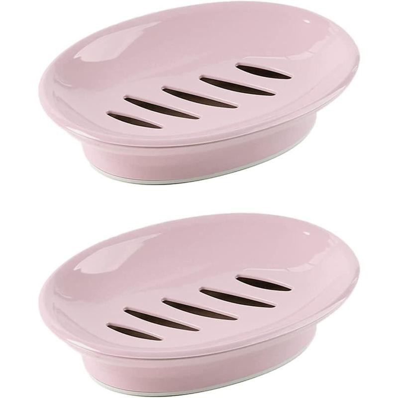 2-Pack Soap Dish with Drain Soap Holder Easy Cleaning Soap