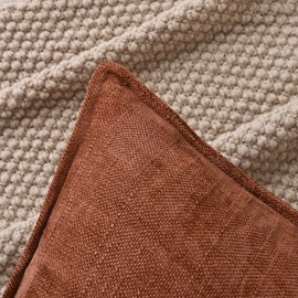 Cozoomy Set of 2 Soft Textured Decorative Throw Pillow Covers 22x22 Inch Cozy Farmhouse Cushion Cover Square Accent Pillow Cases for Bed Couch Sofa Living Room, Rust