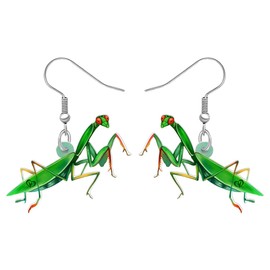 SHIGIE Acrylic Cute Green Praying Mantis Bug Earrings Dangle Cartoon Animals Funny Jewelry For Women Insect lovers Charms Gifts (Turquoise)