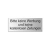 Sign with German Text "Bitte keine Werbung und keine kostenlosen