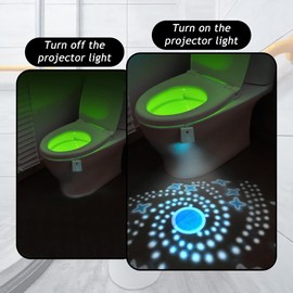 yotutun Toilet Light Toilet Night Light, 7 Colours Toilet Bowl Night Light USB Charging Motion Sensor Toilet Night Light with Projector Lamp Waterproof LED Washroom for Toilet Lighting