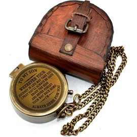 to My Son Engraved Brass Compass Gift to My Son/Nautical Gift for Son from Dad/Gift to Son from Mom/Gift for Son,Father Son Gift,Mother Son Gift,Love Mom,Son from Mom, Love Dad/Leather Case (XV)