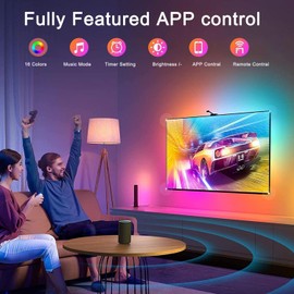 LED Strip 2M Controlled by Bluetooth App or Remote Control Sync Music Rhythm RGB LED Strip for Home Decoration