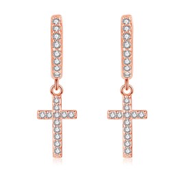 Estrellique 925 Sterling Silver Hoop Earrings for Women, Hoop Earrings Silver 925 Earrings Hanging, Hypoallergenic Hoop Earrings with Cross Eight-Tone Star Heart Pendant, Hoop Earrings with Zirconia,