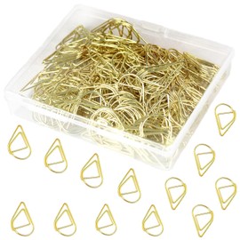 150 clips pequeños de papel de color dorado, bonitos clips decorativos de gota de agua, suministros básicos de oficina para invitaciones de boda