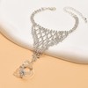 Hand Chian Ring Bracelet Hand Chain Rhinestone Tassel Bracelet with