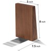 BULETE Natural Walnut Book Ends, Sturdy Book Holders for Heavy