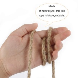 tenn well 6mm Jute Rope, 66 Feet Thick and Strong Garden Twine Jute String for Gardening, Bundling, Cat Scratcher, Decorating (Brown)