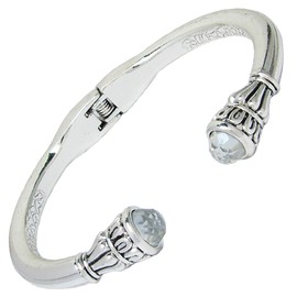 Sports Accessory Store Designer Style Silver Hinged Crystal Cuff Bangle Bracelet Choose from 9 Colors Choose Color (Clear Crystal)