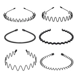 Laroal 6er-Pack Stirnbänder für Männer und Frauen, schwarzes Haarband, Frühlingswelle, Make-up, Sport, geeignet zum Waschen des Gesichts, zum Frisieren