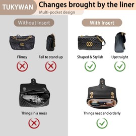 TUKYWAN Felt Purse Organizer Insert for GG Marmont Matelasse Shoulder Bag Long champ le pliage,Mini Handbags Organizer Tote Liner Pouch for Women Inner Bladder Bag Storage Bag