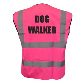 Dog Walker, Dog Walker Pink Hi Viz Vis Vest Reflective Waistcoat Jacket Road Safety High Visibility, X-Large