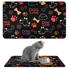 Hundenapf Unterlage, 30x50 cm Futtermatte Katzen, rutschfeste Unterlage Katzennapf, Saugfähige Schnelltrocknend Futterunterlage Katze, Napfunterlage Hunde und Katze, Haustier Futtermatten, Schwarz