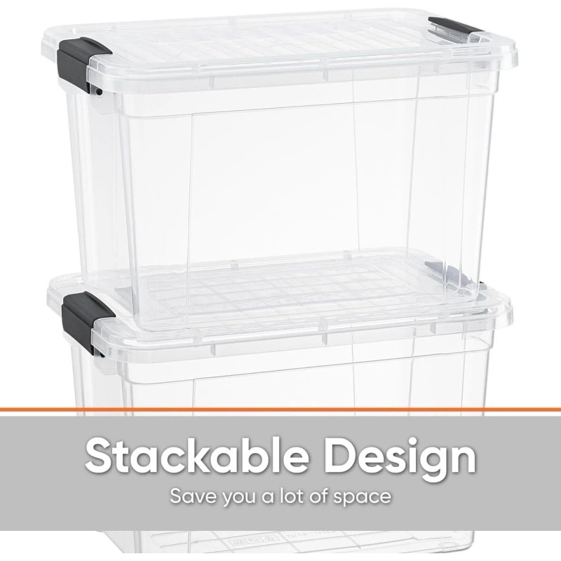 Superio Clear Storage Bins with Lids, 8 Pack- Plastic Storage
