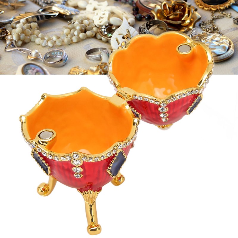 Egg Shaped Trinket Boxes Rhinestones Inlay Exquisite Jewelry Trinket Boxes