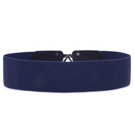 Syuer Womens Vintage Wide Elastic Stretch Waist Belt Retro Cinch Belt (L (78-96cm), Navy)
