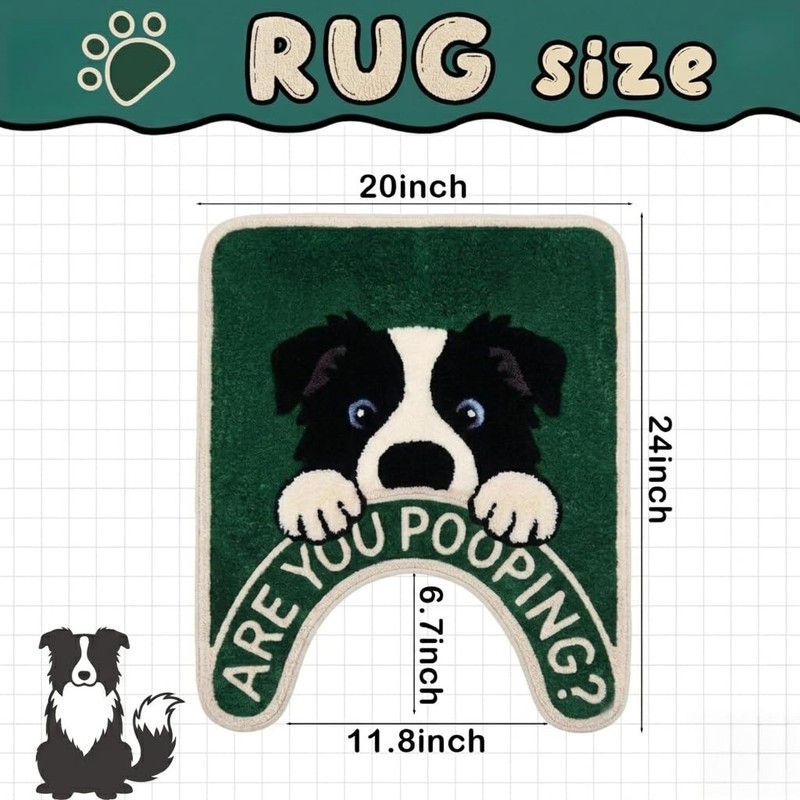 Border Collie U-Shaped Toilet Rug 24''x20'' Non Slip Bathroom Mat