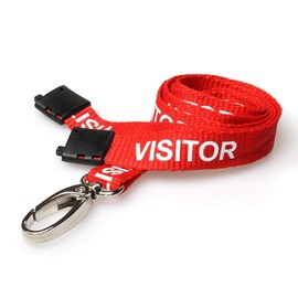 PCL Media ltd® Visitor Lanyards Red Metal Lobster Clip (Pack of 1) Printed Visitor Lanyards with Safety Breakaway Clip for Your Visitor Badge