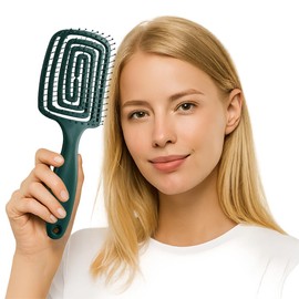 Professionelle Entwirrbürste für nasses & trockenes Haar – Rechteckige Haarbürste mit Nylon, ergonomischer Griff & Luftschlitzen – Glättbürste & Stylingtool für Damen, Herren & Kinder