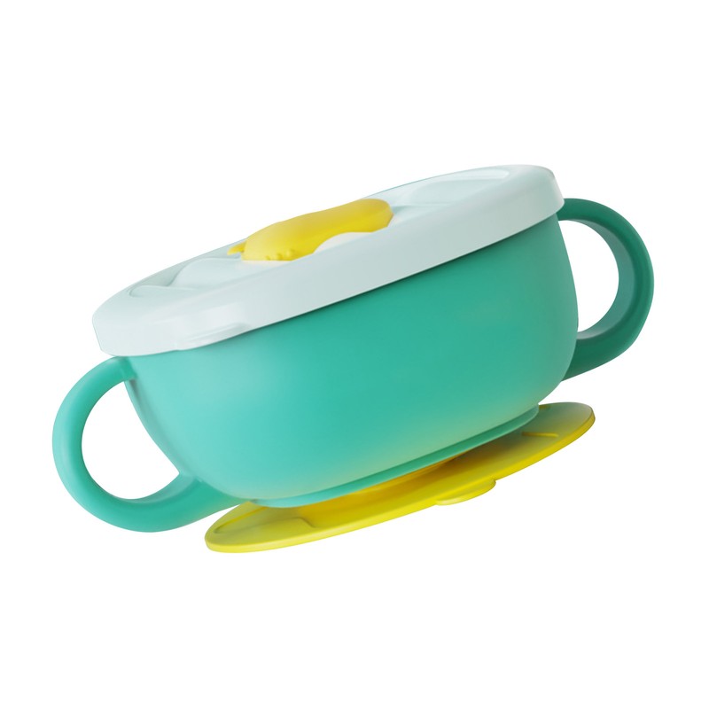 Toddler Suction Cup Bowls with Lids Prevent Falling Stainless Steel
