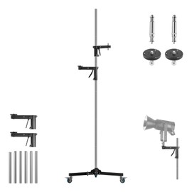 Selens 98.4”/250cm Heavy Duty Light Stand with 2 Pistol Grips, Detachable Poles, 360°Swivel Casters, 1/4” to 3/8” Screw Adapter, for Photography Monolight, Softbox, Camera, Max Load 33lbs/15kg