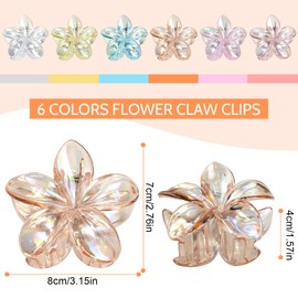 6 Pcs Flower Hair Claw Clips,Non slip Flower Claw Clips Strong Hold Hair,Hawaiian Flower Claw Clips, Flower Hair Clip for Women Girls Thick Medium Hair,Straight,Curly,Wavy Hair,Laser color