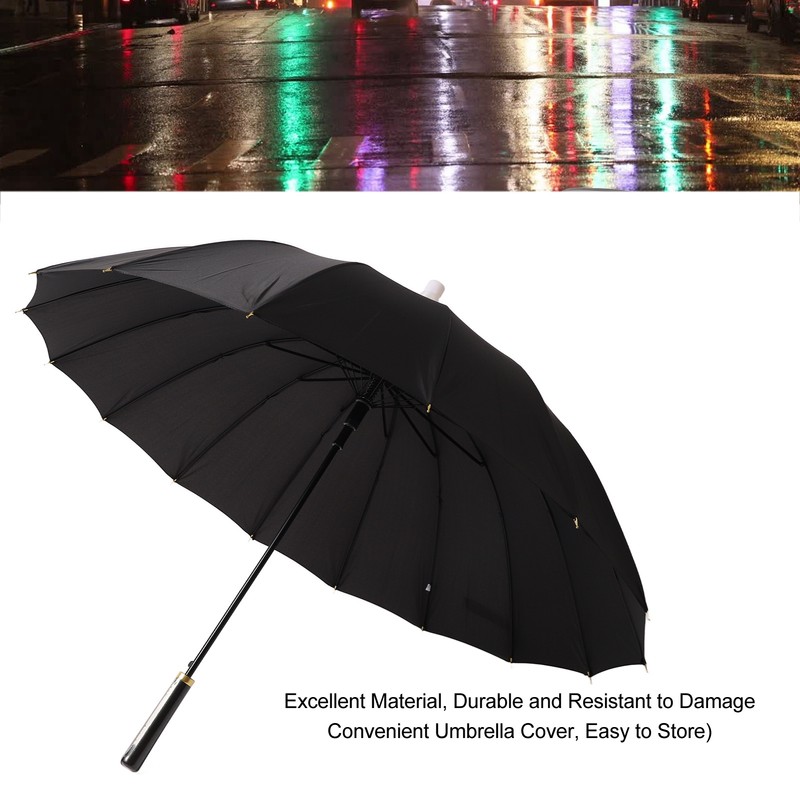 Large Umbrella Automatic Open 16 Ribs Waterproof with Cover Long