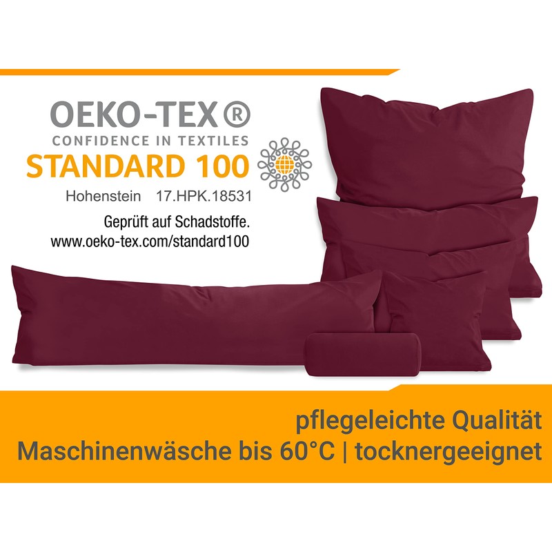 Npluseins 1331.1812 Cotton Pillowcases, Jersey, Various Colours, Pack of 2