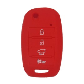 WEIBISS 2 Pack 4 Buttons Soft Silicone Rubber Remote Keyless Protector Case Flip Key Fob Cover Protector Holder Jacket for Kia Sorento Sportage Rio Soul Forte Optima Carens, Red Pink