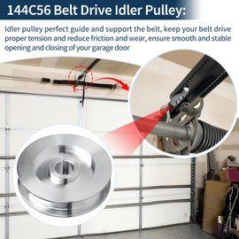 144C54 Garage Door Idler Pulley, Garage Door Parts Pulley Compatible with Chamberlain Craftsman Craftsman Openers - Upgrade Metal K144C0054M Fit for Belt Drive Square Rail Doors - 2 Pack